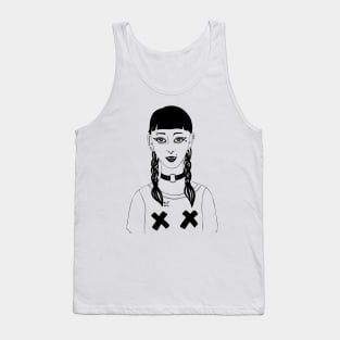 Cute Punk Girl Hand Drawing Tank Top